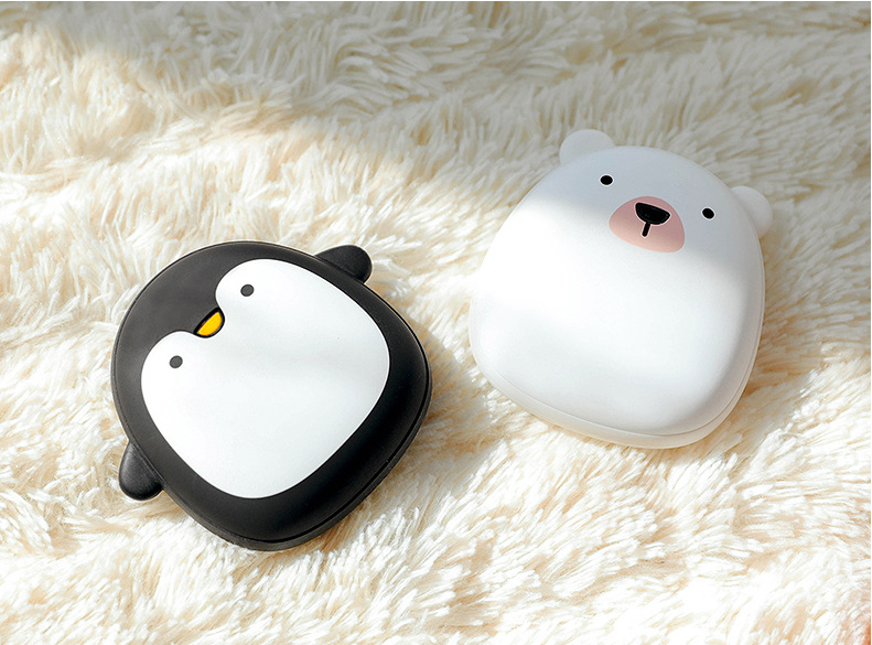 Portable Cartoon Hand Warmer Power Bank - Penguin & Polar Bear