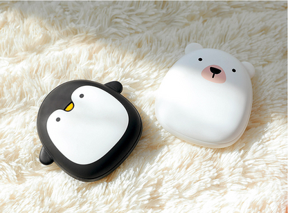 Portable Cartoon Hand Warmer Power Bank - Penguin & Polar Bear
