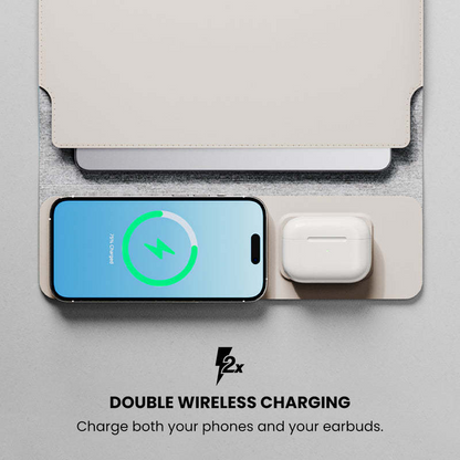 Portable Laptop Sleeve with Wireless Charging Desk Mat