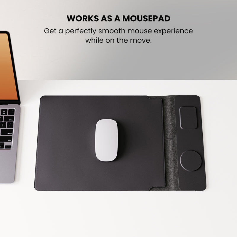 Portable Laptop Sleeve with Wireless Charging Desk Mat