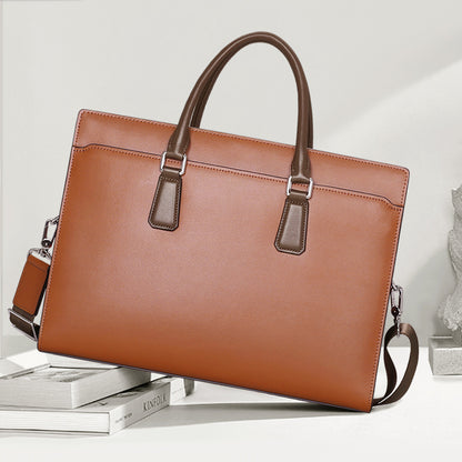 Men's Leather Anti-Theft Briefcase with Password Lock