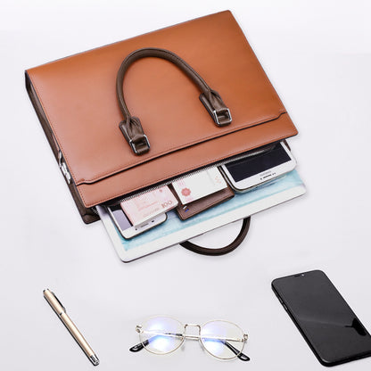 Men's Leather Anti-Theft Briefcase with Password Lock
