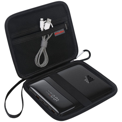 Carrying Case for Power Bank 20000mAh 100W PD Fast Charging Portable Charger Travel Bag Portable Laptop Charger Storage Holder Extra Mesh Pocket Fits Cable. Black (CASE ONLY)