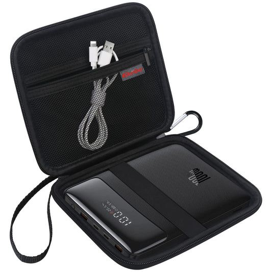 Carrying Case for Power Bank 20000mAh 100W PD Fast Charging Portable Charger Travel Bag Portable Laptop Charger Storage Holder Extra Mesh Pocket Fits Cable. Black (CASE ONLY)