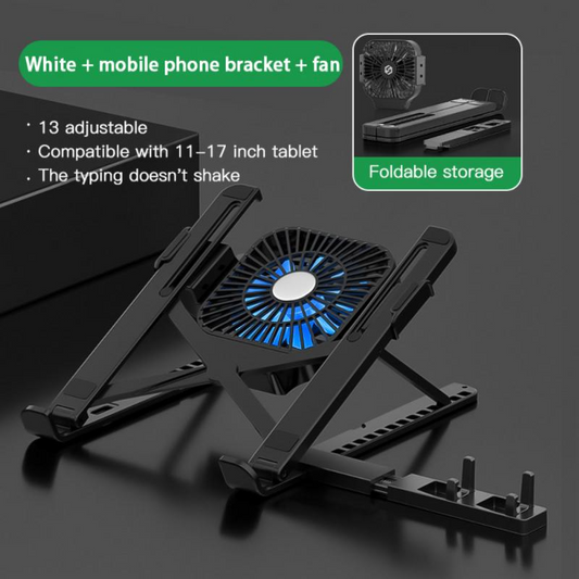 Portable Adjustable Laptop Cooling Stand for Desk with Phone Holder